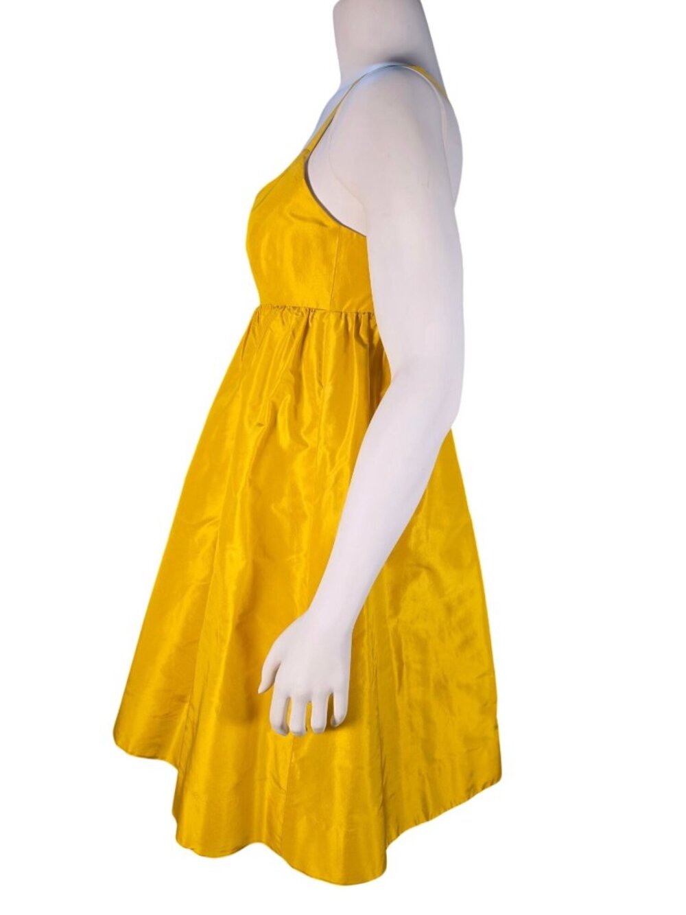 NWT J.Crew Silk Taffeta Babydoll Dress Yellow Gold - Picture 2 of 16